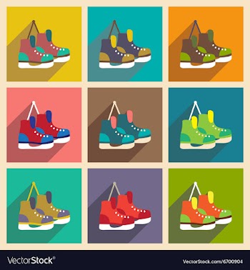 Set flat icons with long shadow pair of skates vector image
