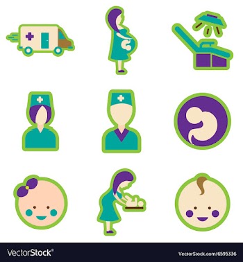 Set flat icons with long shadow Pregnancy and vector image