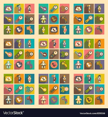 Set flat icons with long shadow pregnancy vector image
