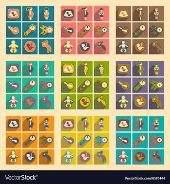 Set flat icons with long shadow pregnancy vector image