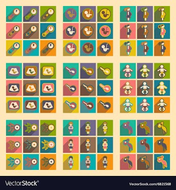 Set flat icons with long shadow pregnancy vector image
