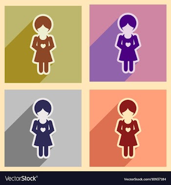 Set flat icons with long shadow pregnant Girl vector image
