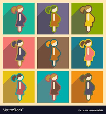 Set flat icons with long shadow pregnant Girl vector image