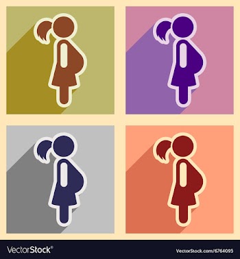 Set flat icons with long shadow pregnant Girl vector image