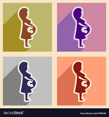Set flat icons with long shadow pregnant Girl vector image