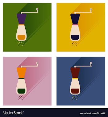 Set flat icons with long shadow salt mill vector image