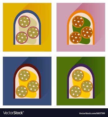 Set flat icons with long shadow sausage vector image