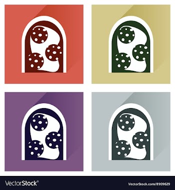 Set flat icons with long shadow sausage vector image