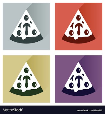 Set flat icons with long shadow slice of vector image
