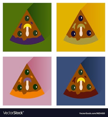 Set flat icons with long shadow slice of vector image
