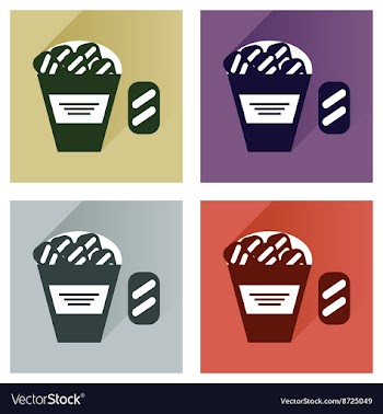 Set flat icons with long shadow snack vector image