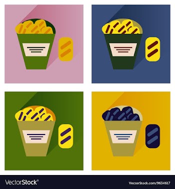 Set flat icons with long shadow snack vector image