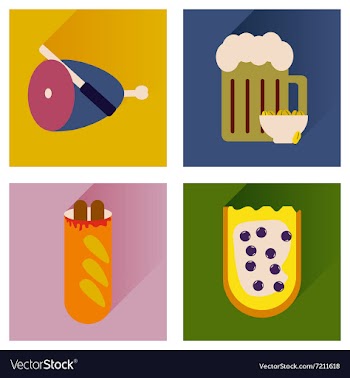 Set flat icons with long shadow snacks for vector image
