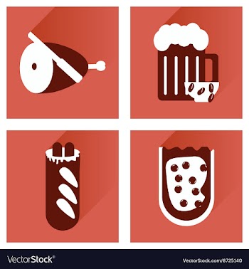 Set flat icons with long shadow snacks for vector image