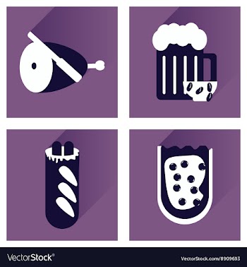 Set flat icons with long shadow snacks for vector image