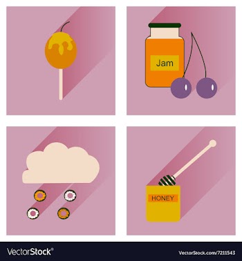 Set flat icons with long shadow sweet vector image