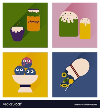 Set flat icons with long shadow sweet vector image
