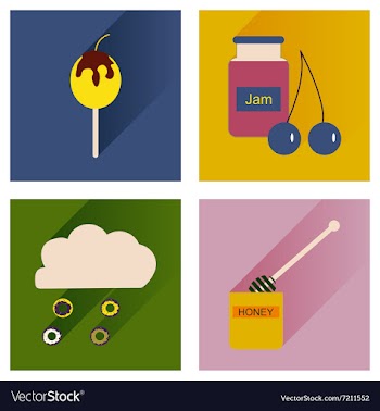 Set flat icons with long shadow sweet vector image
