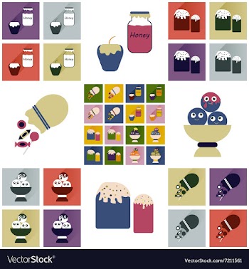 Set flat icons with long shadow sweet vector image