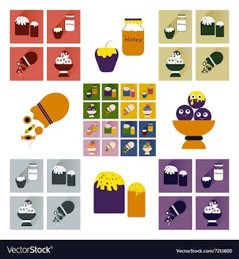 Set flat icons with long shadow sweet vector image