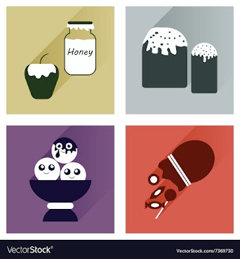 Set flat icons with long shadow sweet vector image