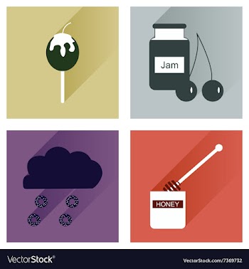 Set flat icons with long shadow sweet vector image