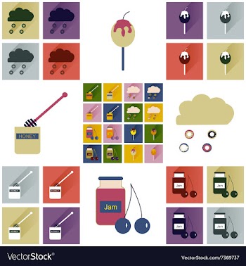 Set flat icons with long shadow sweet vector image