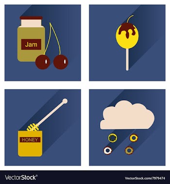 Set flat icons with long shadow sweet vector image