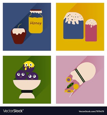 Set flat icons with long shadow sweet vector image