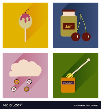 Set flat icons with long shadow sweet vector image