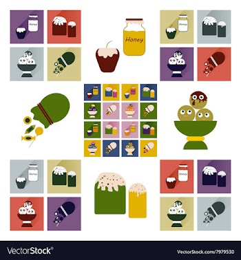 Set flat icons with long shadow sweet vector image