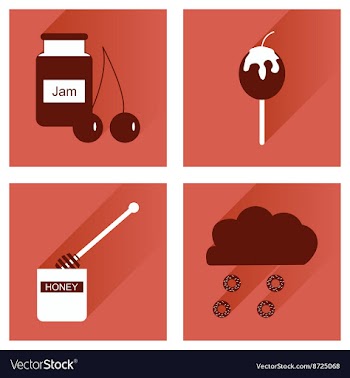 Set flat icons with long shadow sweet vector image