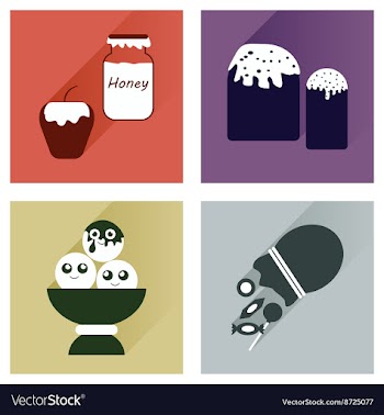 Set flat icons with long shadow sweet vector image