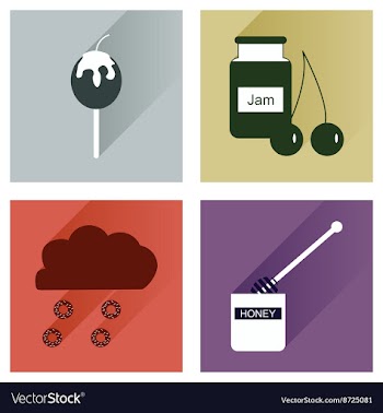 Set flat icons with long shadow sweet vector image