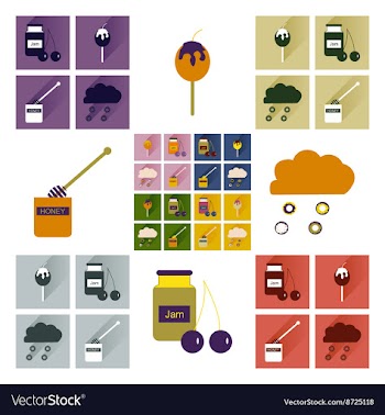 Set flat icons with long shadow sweet vector image