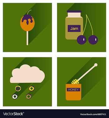 Set flat icons with long shadow sweet vector image