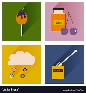 Set flat icons with long shadow sweet vector image
