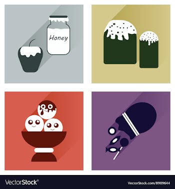 Set flat icons with long shadow sweet vector image