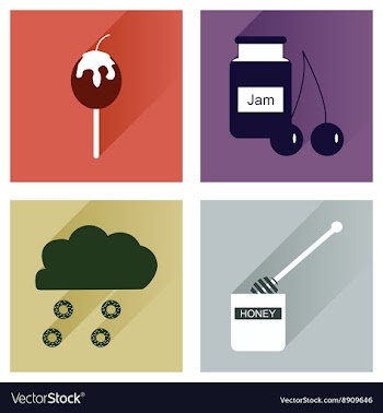 Set flat icons with long shadow sweet vector image