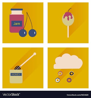 Set flat icons with long shadow sweet vector image
