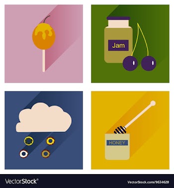 Set flat icons with long shadow sweet vector image