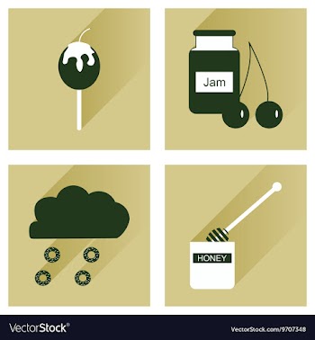Set flat icons with long shadow sweet vector image