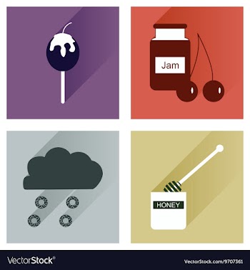 Set flat icons with long shadow sweet vector image