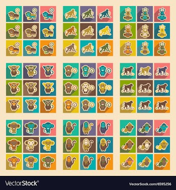 Set flat icons with long shadow vector image