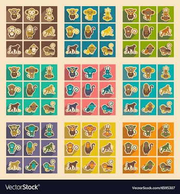 Set flat icons with long shadow vector image