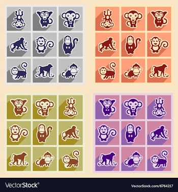 Set flat icons with long shadow vector image