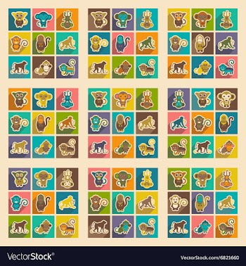 Set flat icons with long shadow vector image