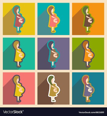 Set flat icons with long shadow vector image