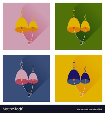 Set flat web icons with long shadow Bells wedding vector image