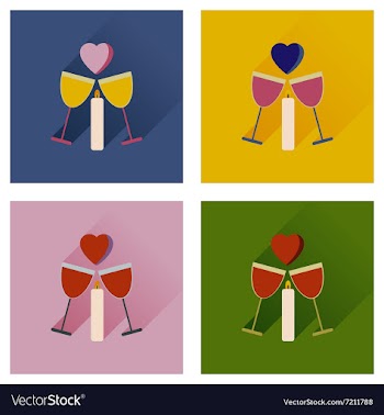 Set flat web icons with long shadow glasses of vector image